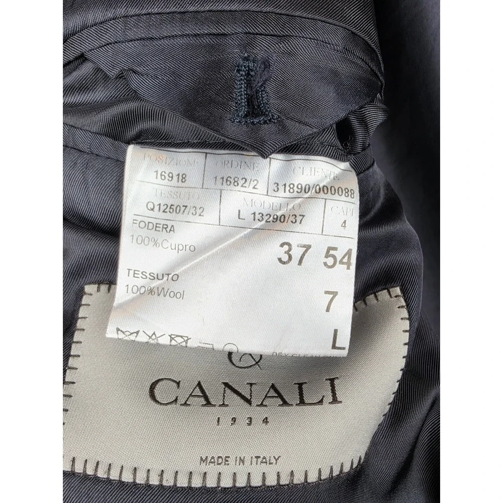 Canali 1934 2Pc Pinstripe Suit Mens 44L Gray 100% Wool Made in Italy Notch